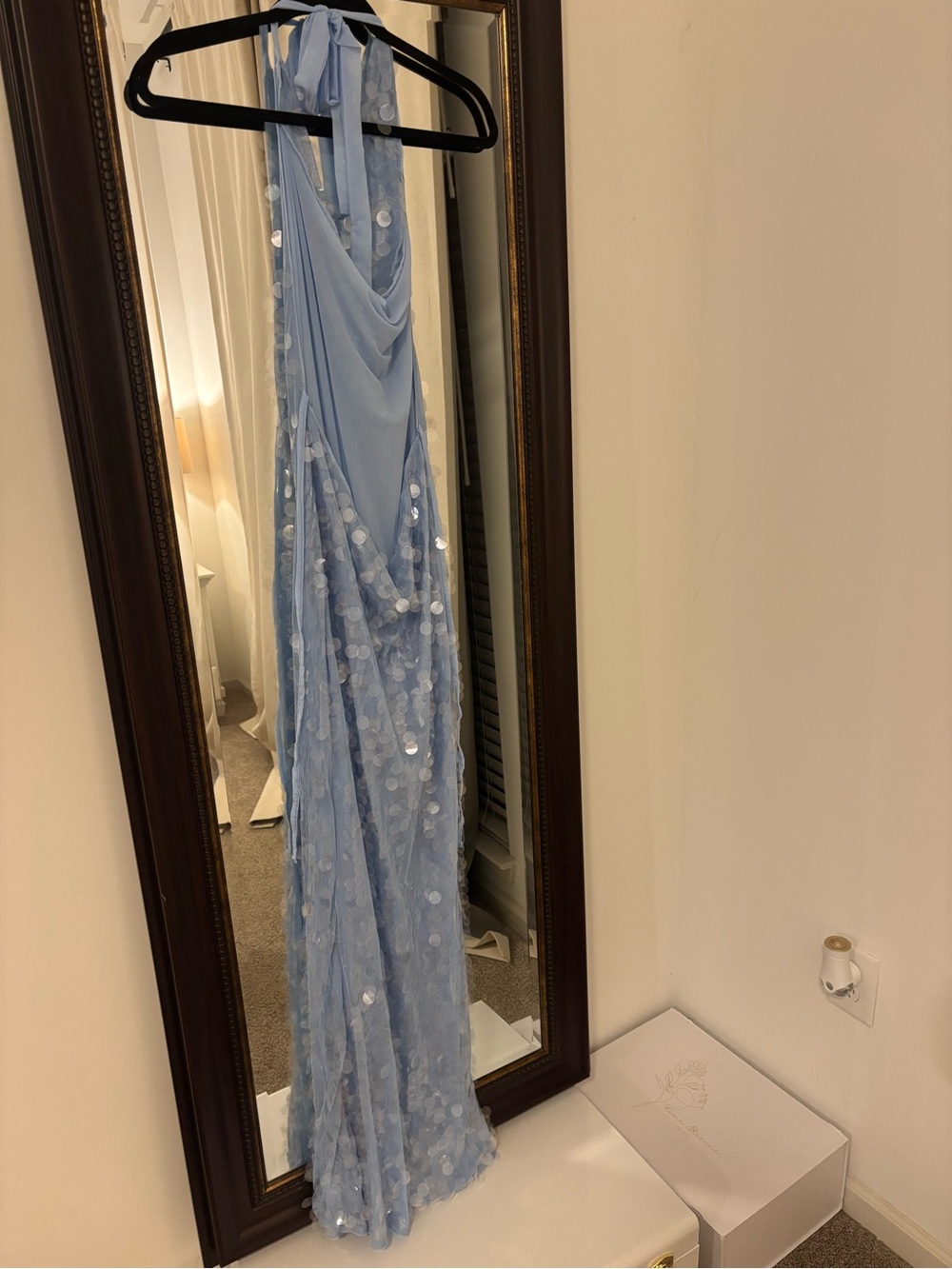 Hello Molly Pale Blue Sequin Halter Maxi Dress - Picture 4 of 5